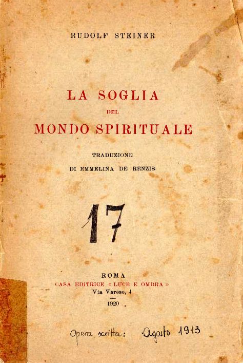 La soglia del mondo spirituale - o.o. 17 (Rudolf Steiner) - copertina originale