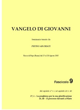 Il Vangelo di Giovanni 9 - coperina