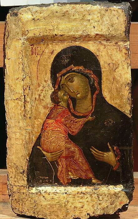 Andrei Rublev - Madonna di Vladimir e Bambino(tempera su pannello, senza data)