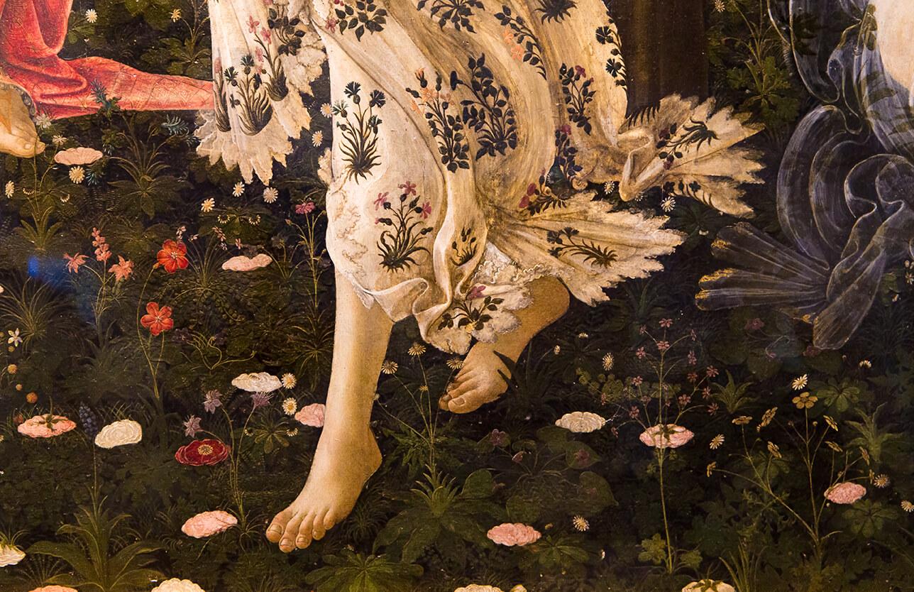Primavera di Sandro Botticelli - particolare - tempera su tavola (1480)