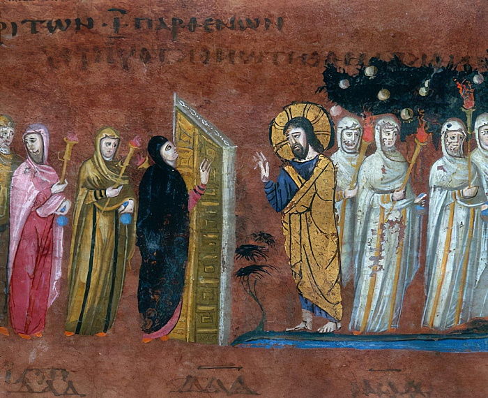 La parabola delle dieci vergini, particolare della miniatura del Codice Purpureo Rossanensis